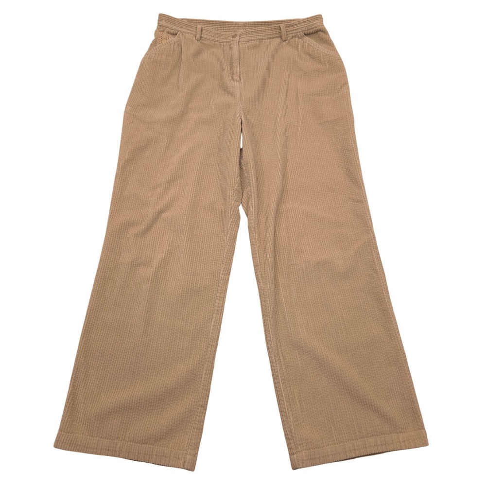 J Jill Womens 16 Beige Corduroy Wide Leg Pants Cotton Crochet BOHO‎ 34x29.5
